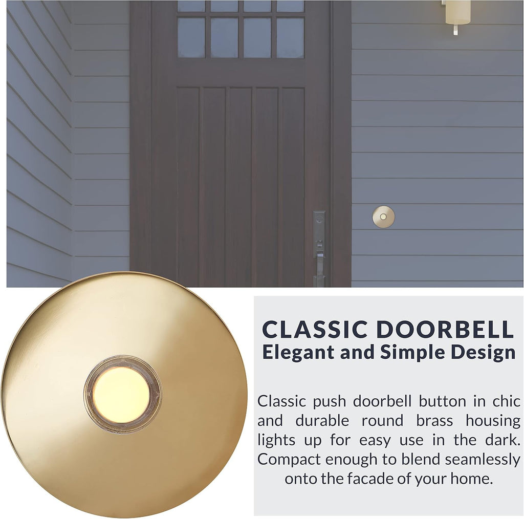 BR5WL Lighted Doorbell Button, 1-Pack, Brass