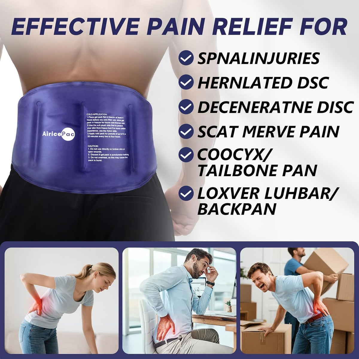 16 × 9" Large Ice Pack for Injuries Reusable Gel for Lower Back, Shoulder, Knee, Elbow, Hip, Leg, Soft Flexible Cold