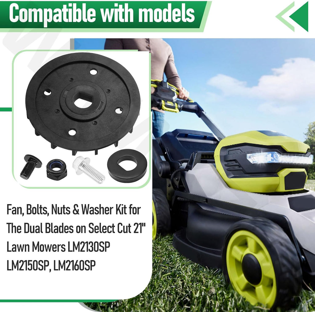 Lawn Mower Blade Part Kit Part/Fan, Bolts, Nuts and Washer Replacement Kit for Dual Blades Compatible with EGO Power+