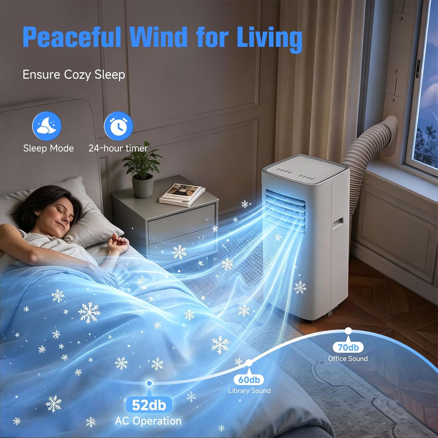 Portable Air Conditioner, 3-in-1 8500 BTU AC Unit with Fan & Dehumidifier – Quiet Cooling for Bedroom, Home Office up