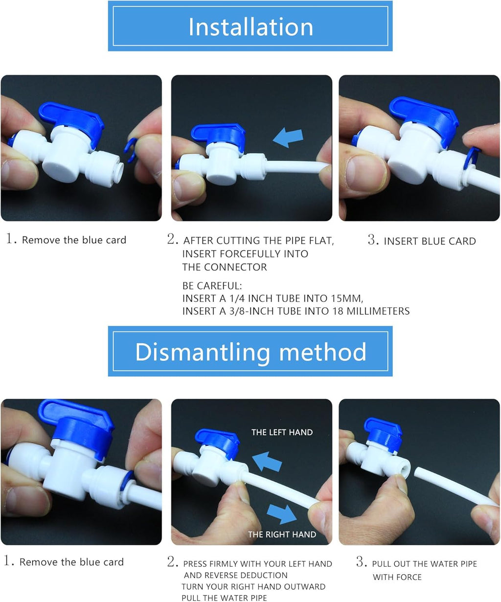 1/4" Push-Fit Globe Valve for RO Water Purifier, 5 Pcs