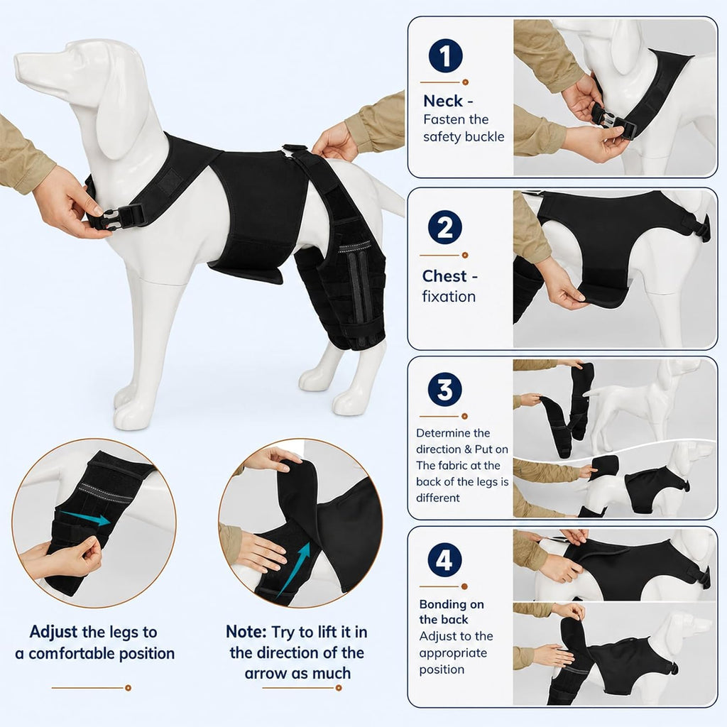 Adjustable Dog Knee Braces for Back Leg – Dual Hind Leg Support with Harness – Orthopedic Wrap for ACL CCL Tear