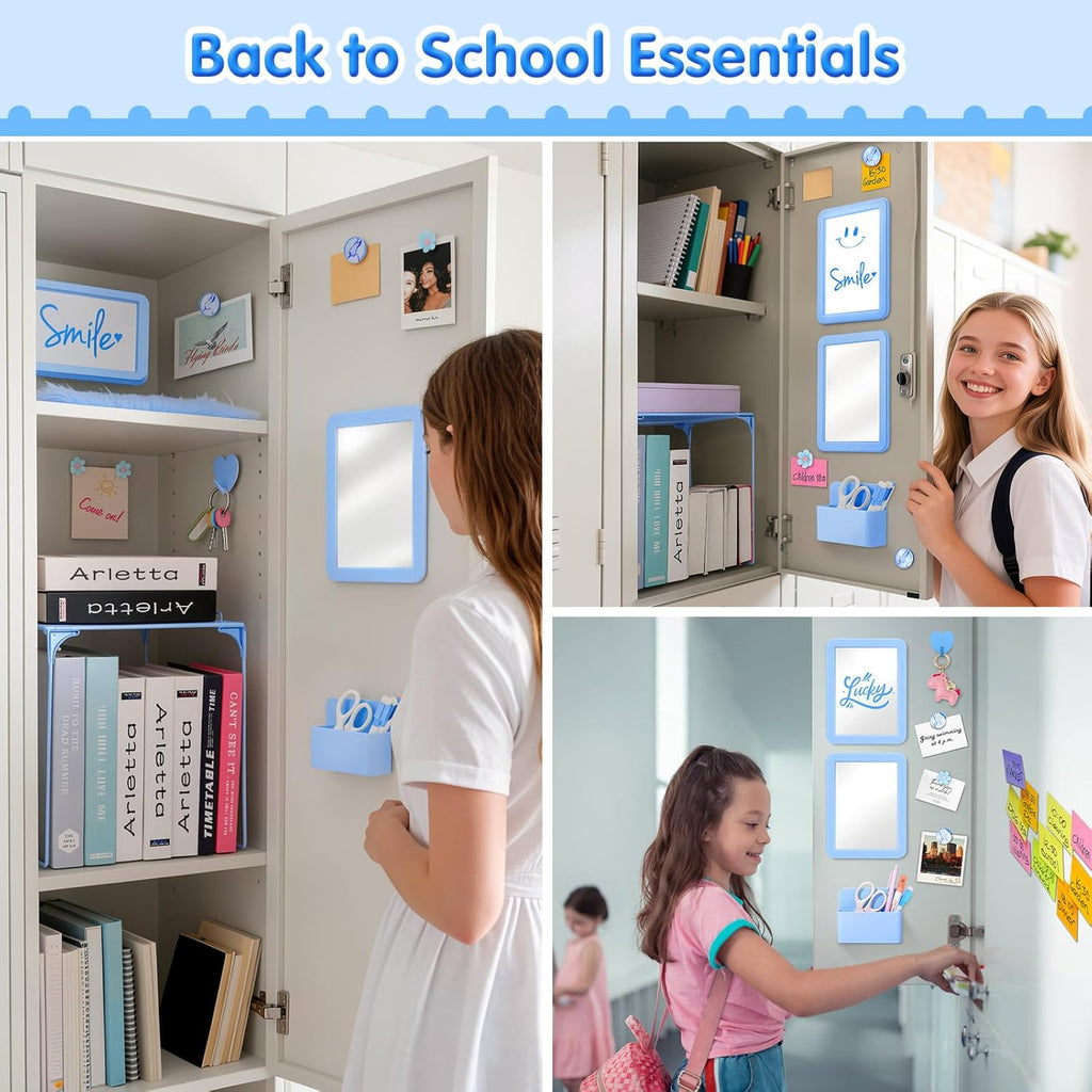 17PCS Locker Accessorie, Lockers Decor for School & Work, Blue | Includes a metal mesh shelf, whiteboard, magnetic