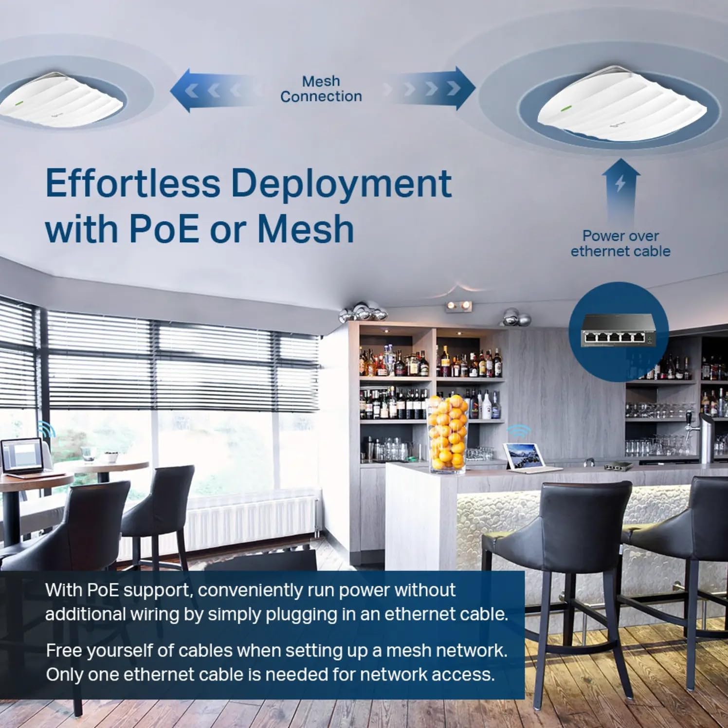 Omada EAP225, AC1350 Dual Band Gigabit Wireless Access Point | Business WiFi Solution w Mesh Support, Seamless