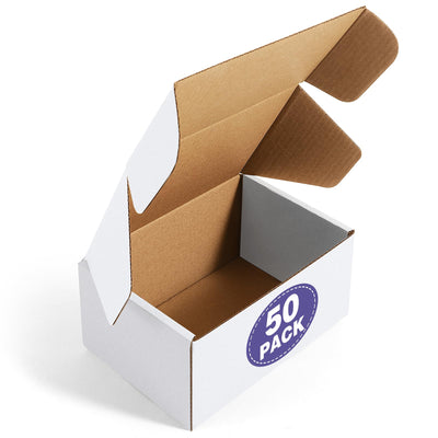 6x4x3 Small Shipping Boxes 50 Pack - White Cardboard Box Mailers, Corrugated Mailing Boxes for Packaging Small Business