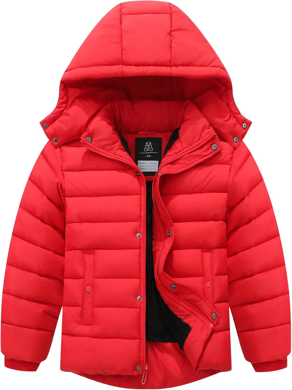 Boy's Quilted Winter Jacket Waterproof Down Coat Puffy Hooded Parka | Warm Jacket with Detachable Hood Windproof