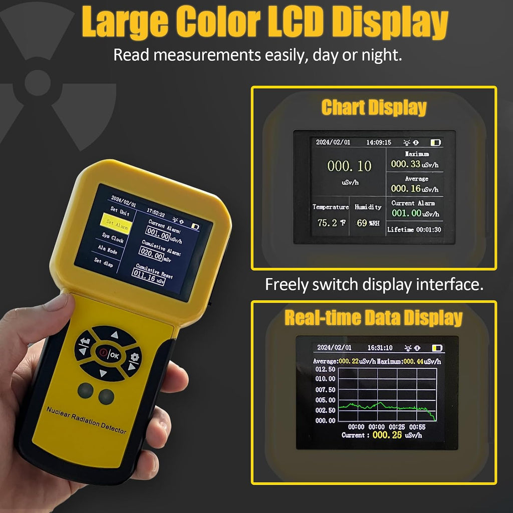 HOLDPEAK Geiger Counter, Rechargeable Nuclear Radiation Detector with LCD Display, Beta, Gamma & X-ray Detection, 5