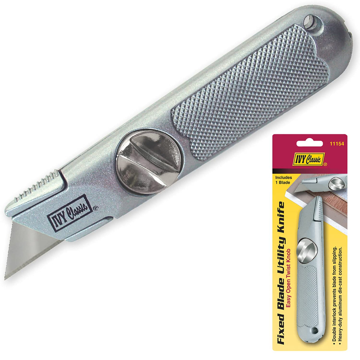 11154-12 Hinge-Loc Fixed Utility Knife, 12-Pack