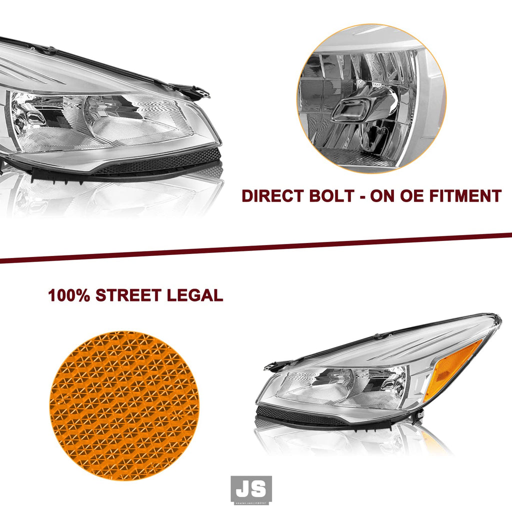 Headlight Assembly Fit for 2013-2016 Ford Escape OEM Halogen