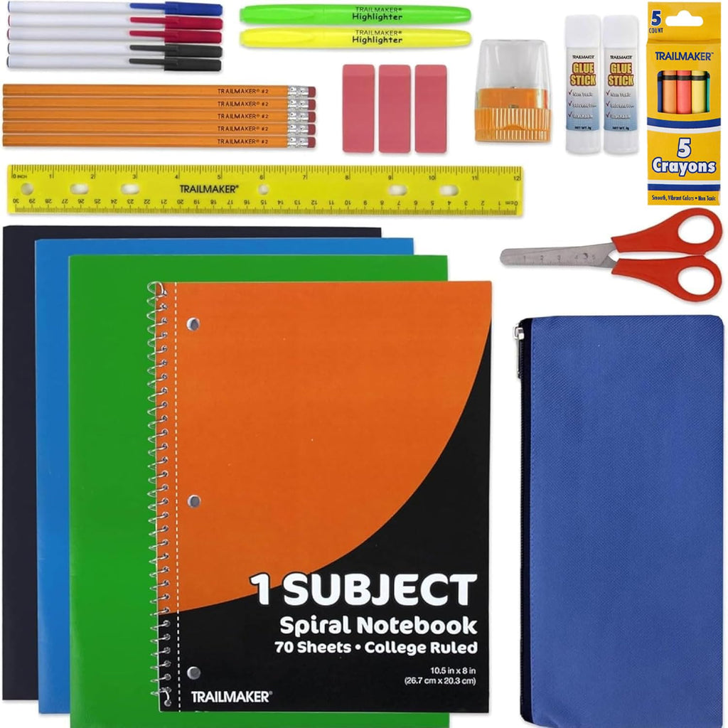 School Supplies Kit for Girls, Boys Back to School Supplies Bundle Pack 30 Piece School Supply Box Set for Kids