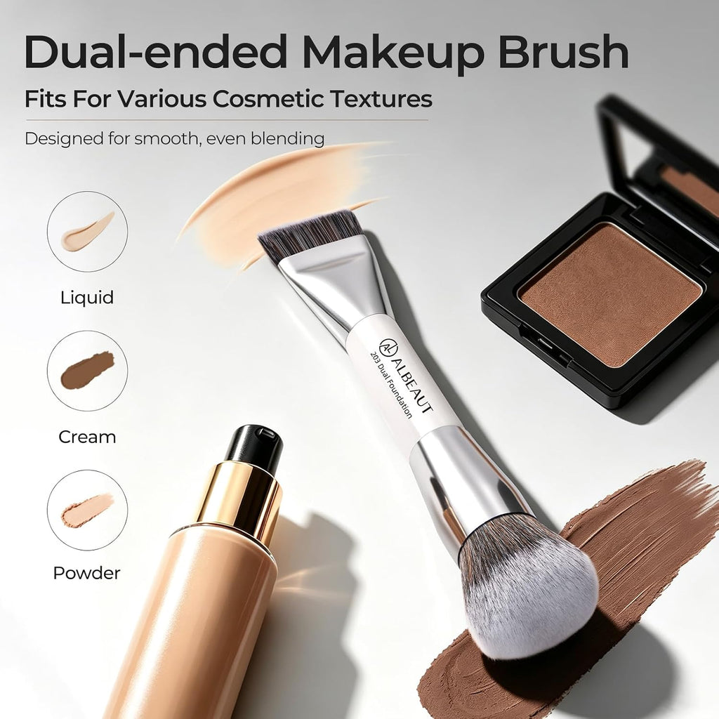 Foundation Brush for Liquid Makeup, Flat+Dome Dual Makeup Brush