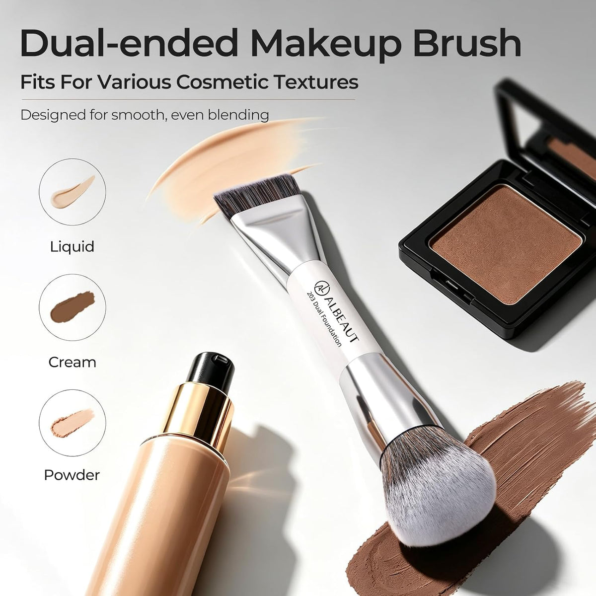 Foundation Brush for Liquid Makeup, Flat+Dome Dual Makeup Brush