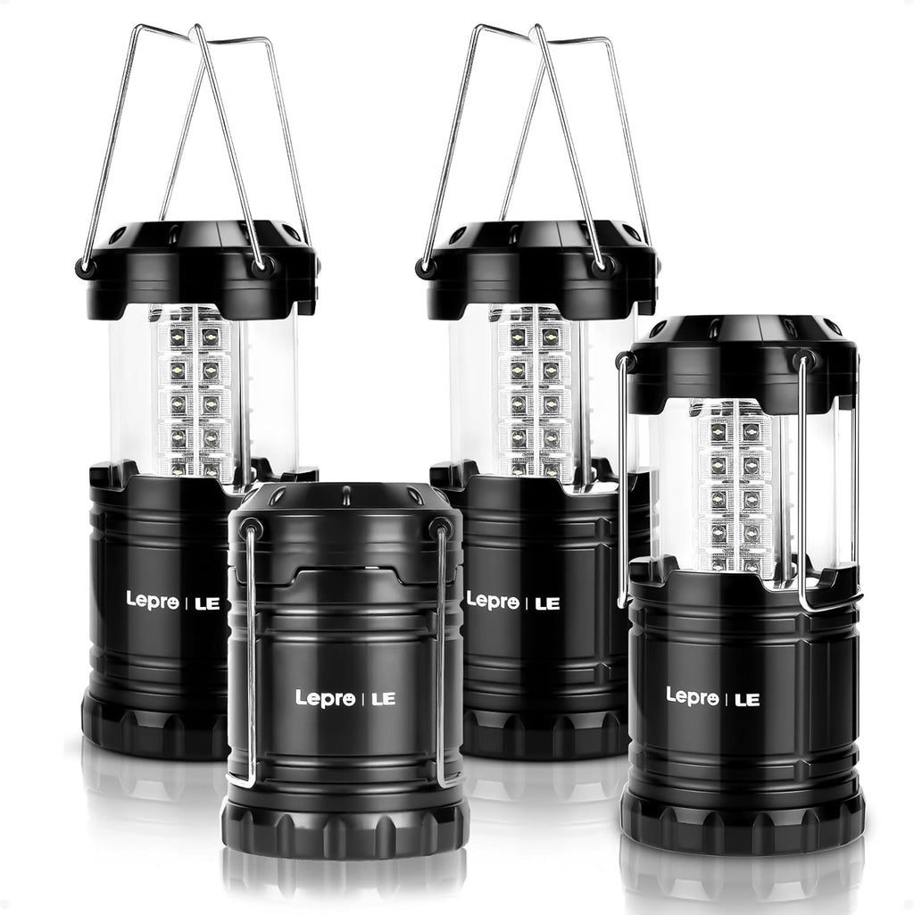 LED Camping Lanterns Battery Powered, Collapsible, IPX4 Water Resistant, Outdoor Portable Lights for Emergency