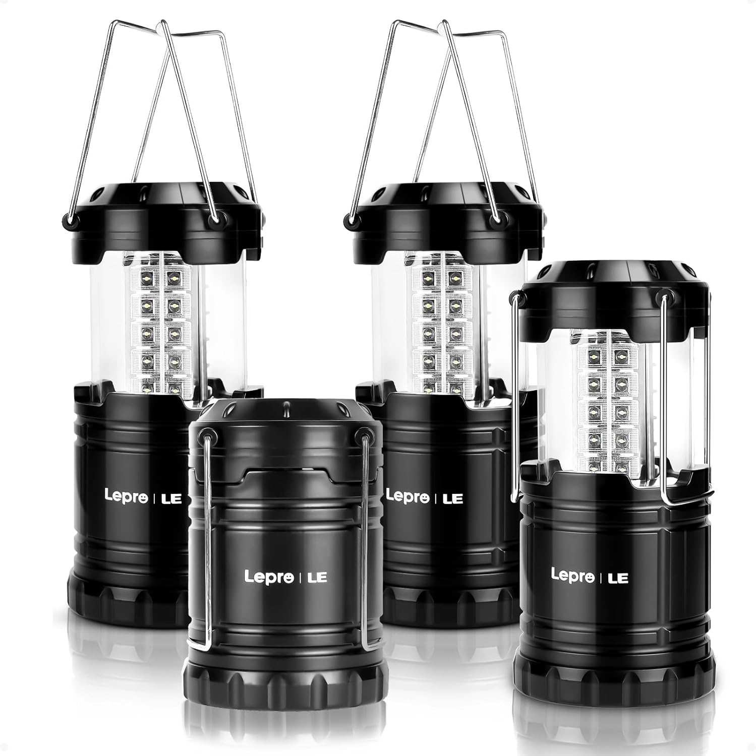 LED Camping Lanterns Battery Powered, Collapsible, IPX4 Water Resistant, Outdoor Portable Lights for Emergency
