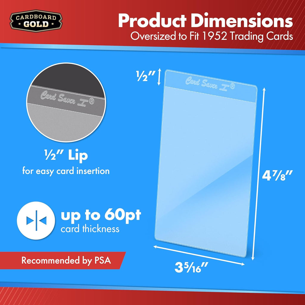 Card Saver 1 - Semi Rigid Card Holders - 50 Count | PSA BGS SGC Grading Submissions, Acid-Free Polypropylene