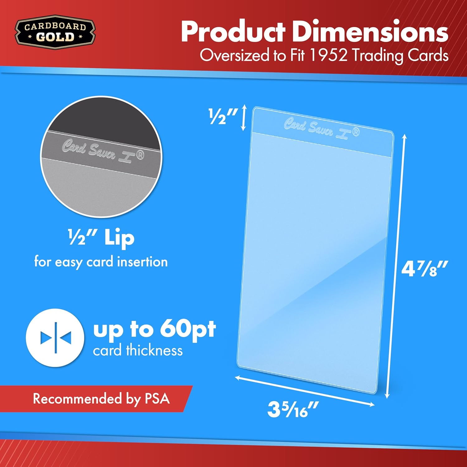 Card Saver 1 - Semi Rigid Card Holders - 50 Count | PSA BGS SGC Grading Submissions, Acid-Free Polypropylene
