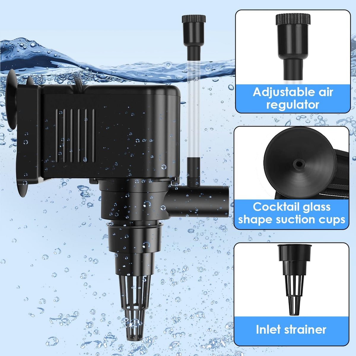 Aquarium Powerhead Pump Circulating Water Pump 210 GPH for 40-60 Gallon Aquariums with Aerating Features