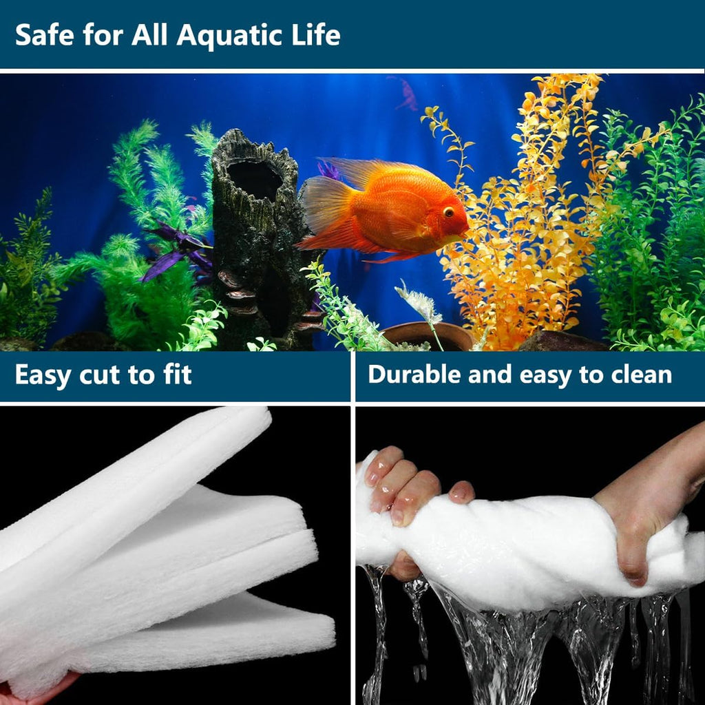 White Koi Pond Filter Pad Fine Bulk Roll- Cut to Fit - Durable Fish Pond Filter Media - Water Garden Aquariums Filter