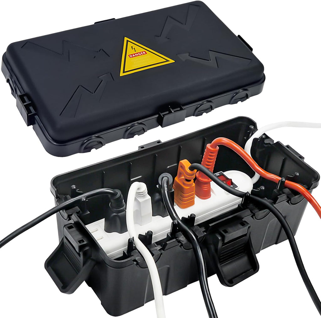 Medium Outdoor Electrical Box(10.6x5.5x4.5inch),Weatherproof Connection Box w/6 Cable Entry,IP54 Waterproof Extension