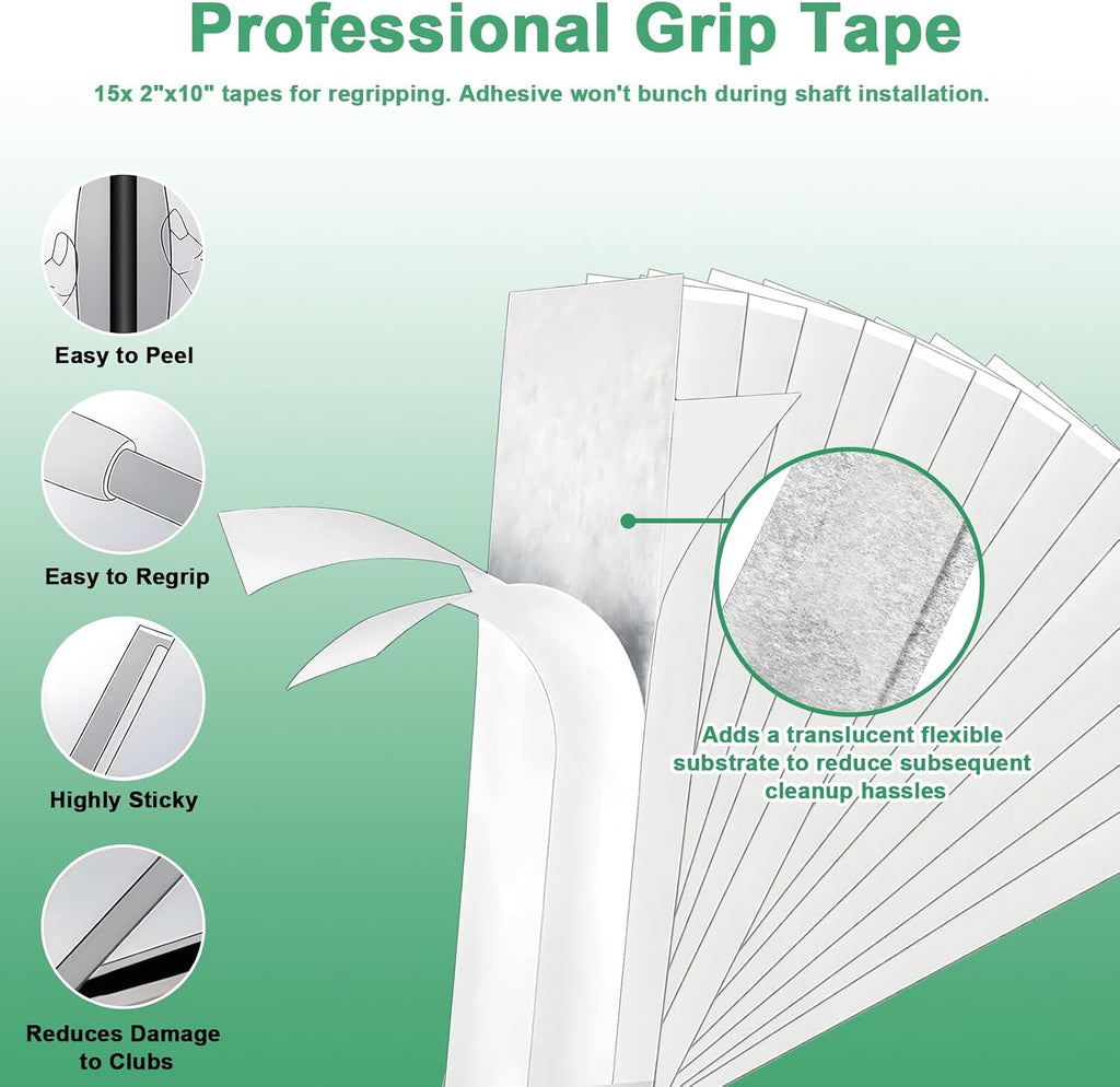 Golf Grip Kit for Regripping Golf Clubs - Include Portable Table Vise Rubber Clamp, Golf Grip Tapes Strips, Golf Grip