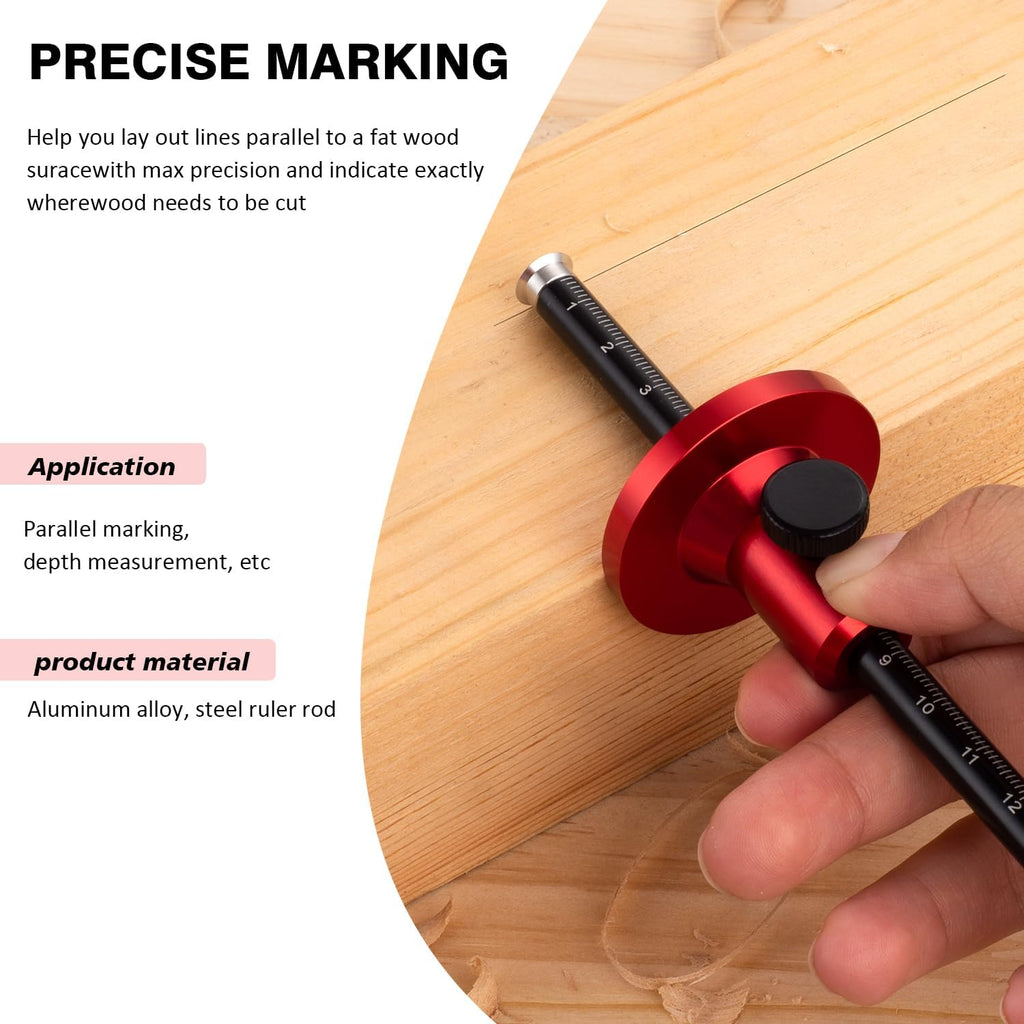 Euro Wheel Marking Gauge for Woodworking,Aluminum Alloy Wood Measuring Tools with Graduated Inch & MM Scale Precision