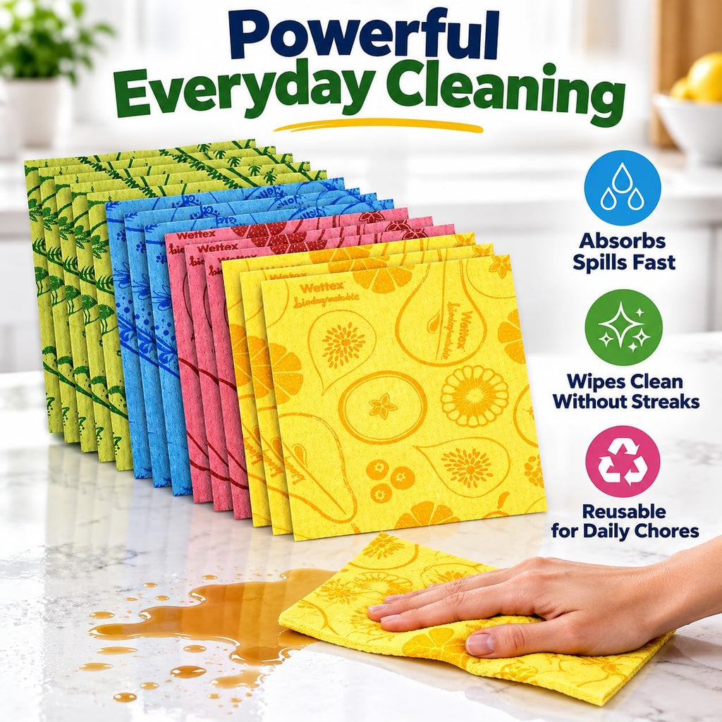 The Original 14 Pack Swedish Dishcloth for Kitchen - Eco Friendly Reusable Paper Towels - Assorted Dish Cloths for