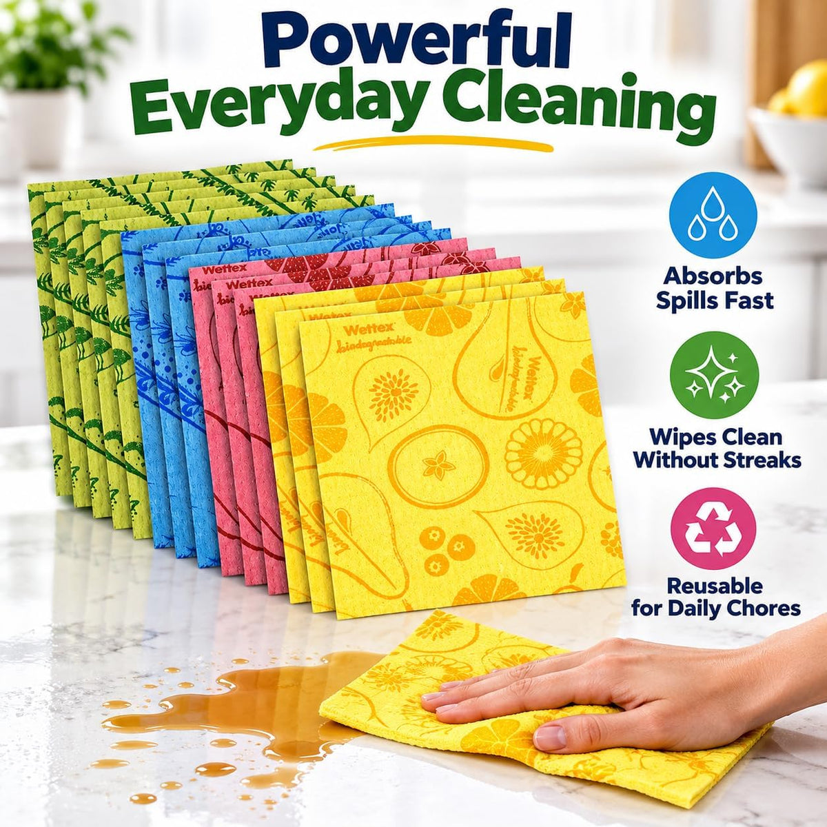 The Original 14 Pack Swedish Dishcloth for Kitchen - Eco Friendly Reusable Paper Towels - Assorted Dish Cloths for