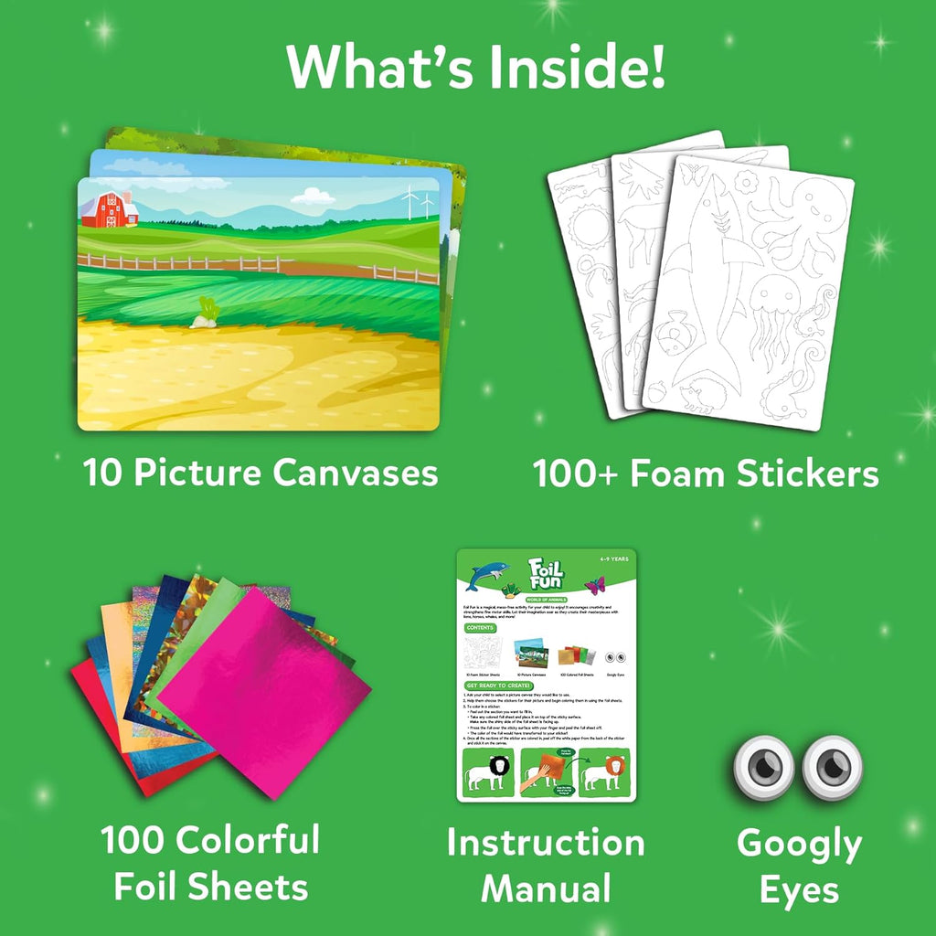 Foil Fun - Animals, No Mess Art for Kids, Travel Toys, Craft Kits, DIY Creative Activity, Screen-Free Entertainment