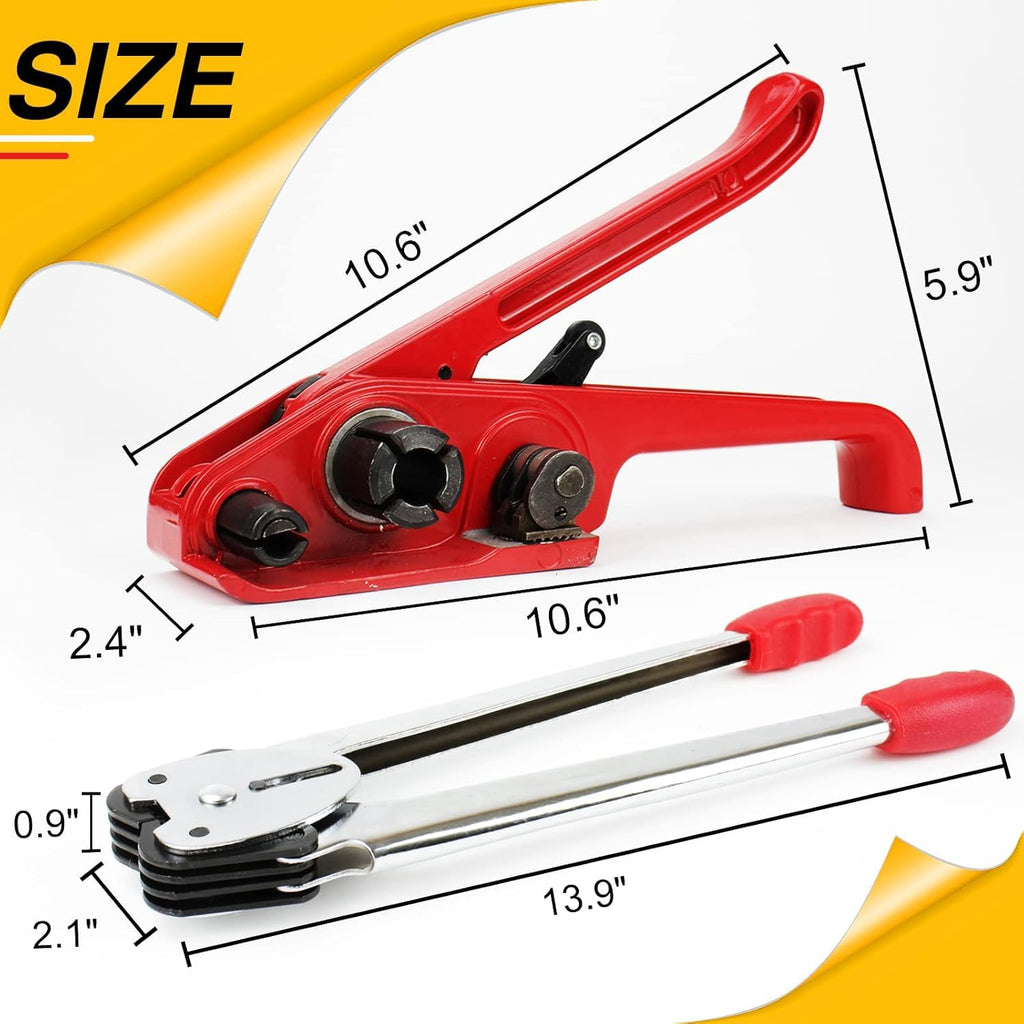 Packaging Banding Strapping Kit, Poly Strapping Tensioner, | 4000" PP Strapping Band,100 Pcs Metal Seals, Sealer