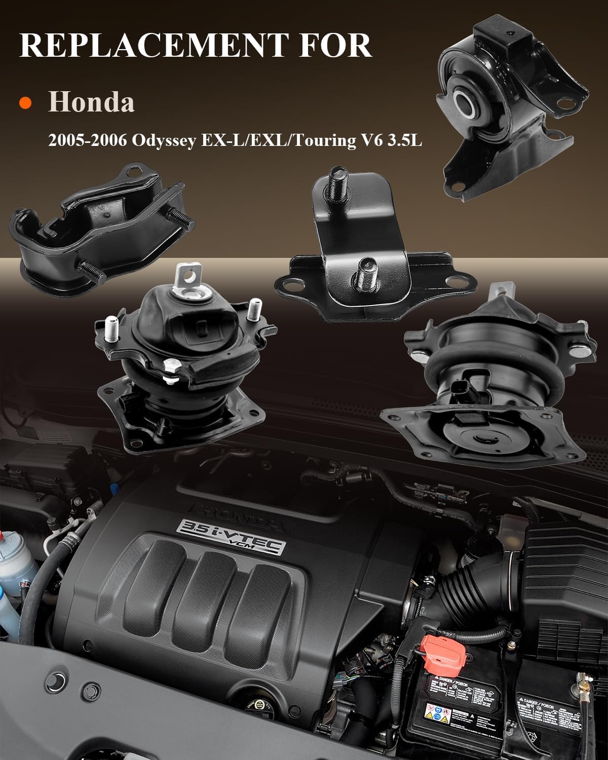 Engine Motor Trans Mount Kit for Honda Odyssey EX-L/EXL/Touring 2005 2006