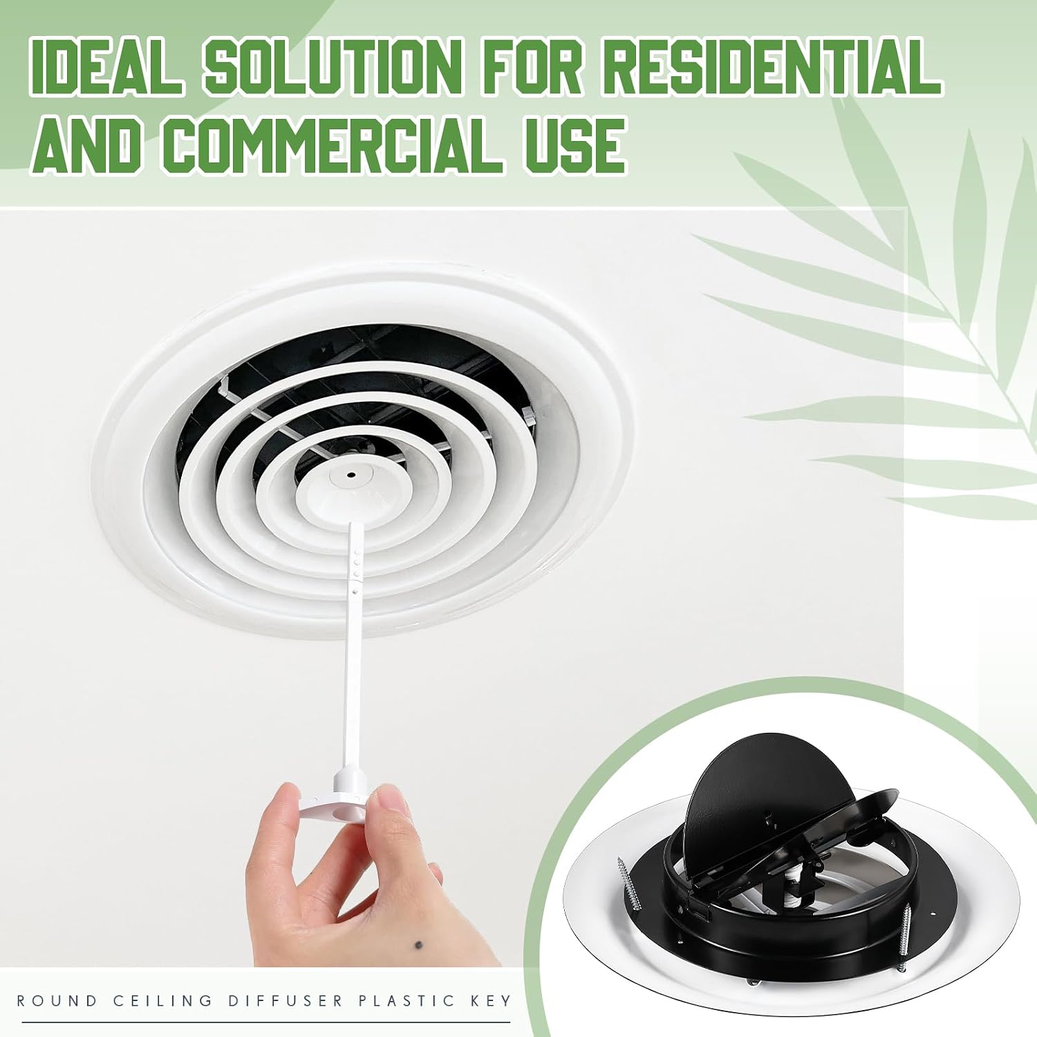 1 Pack 6 Inch Round Vent Cover Ceiling Diffuser HVAC Vent Duct Cover Replacement with Steel Butterfly Damper Fitting