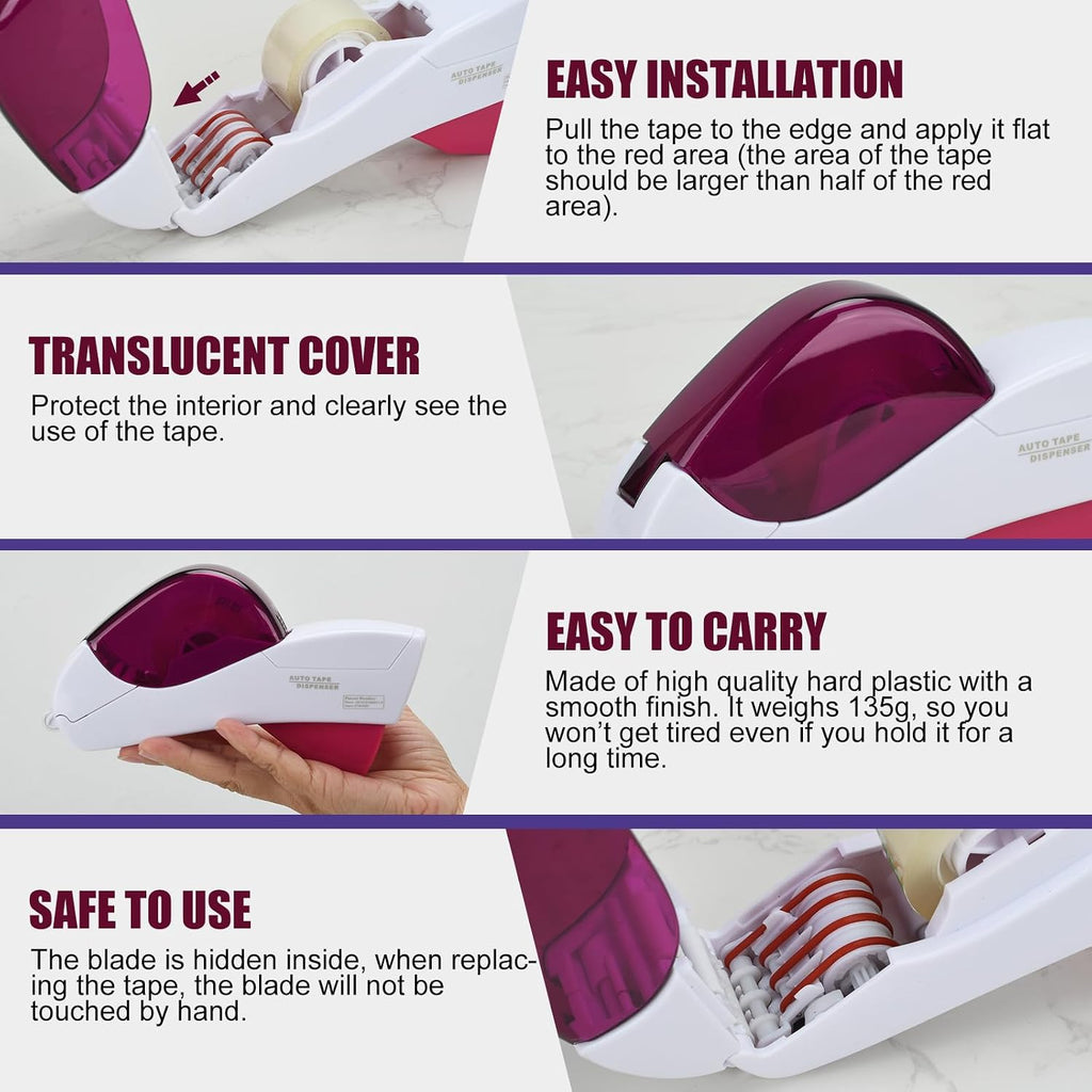 Handheld Auto Tape Dispenser, Handheld & Portable Design, White