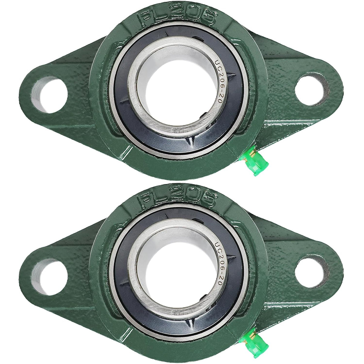 2 Pack UCFL206-20 Pillow Block Bearing – Flange 2 Bolt Mounted Pillow Block Bearings – Bearing Steel Bearings with 1-1/4" Bore - Self-aligning Bearings with Solid Cast Iron Base