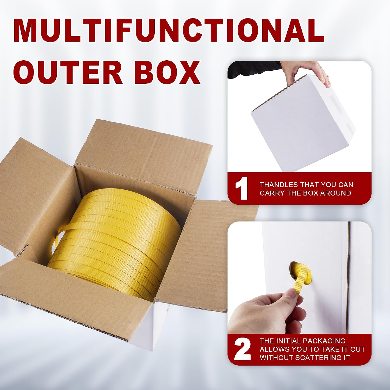 Heavy Duty Packaging Banding Strapping Kit - Upgraded Poly Strapping Tensioner Tool Set with 1000' Length x 1/2" Wide