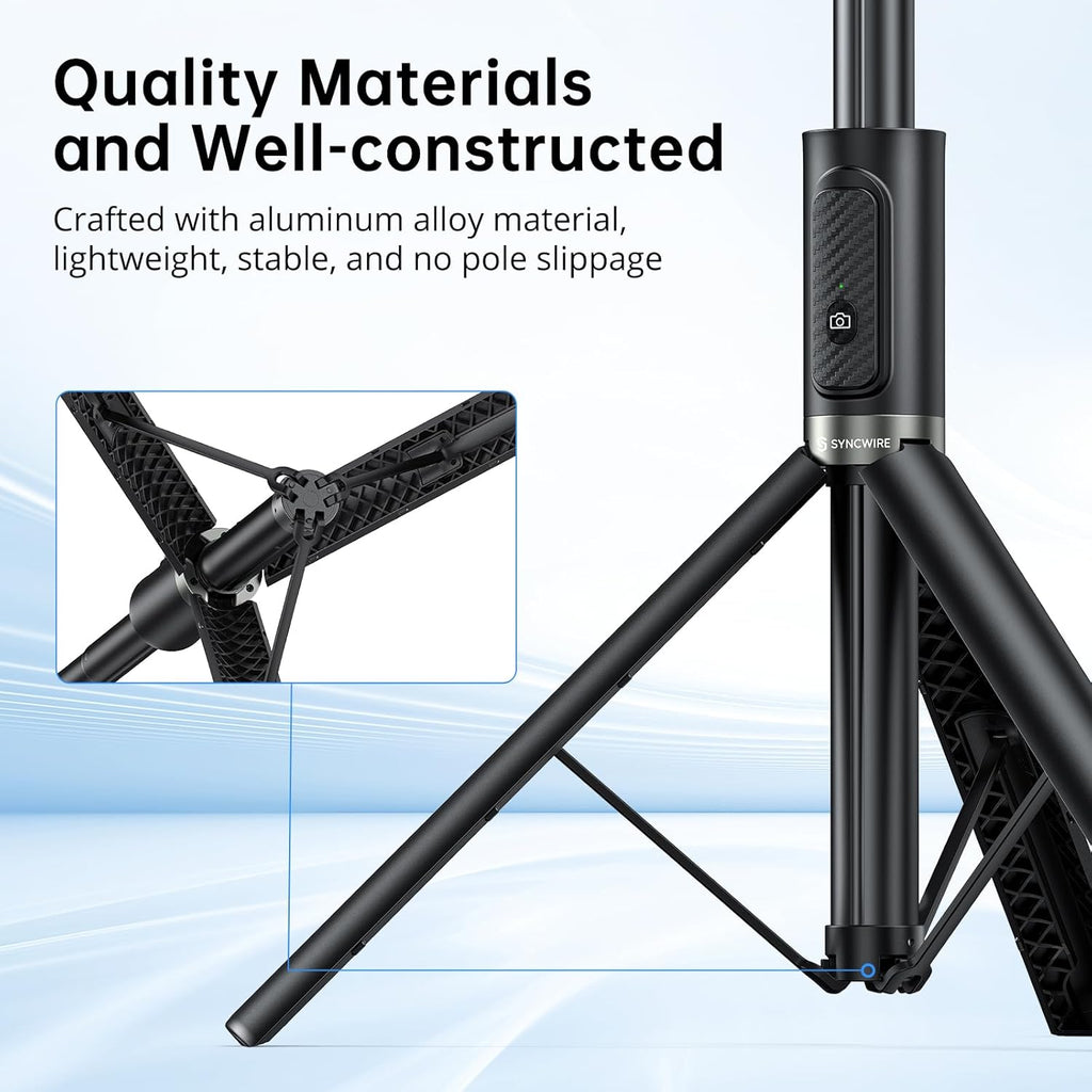 55" Selfie Stick Phone Tripod for iPhone, All-in-one Extendable Aluminum Selfie Stick with Remote, Travel Tripod for