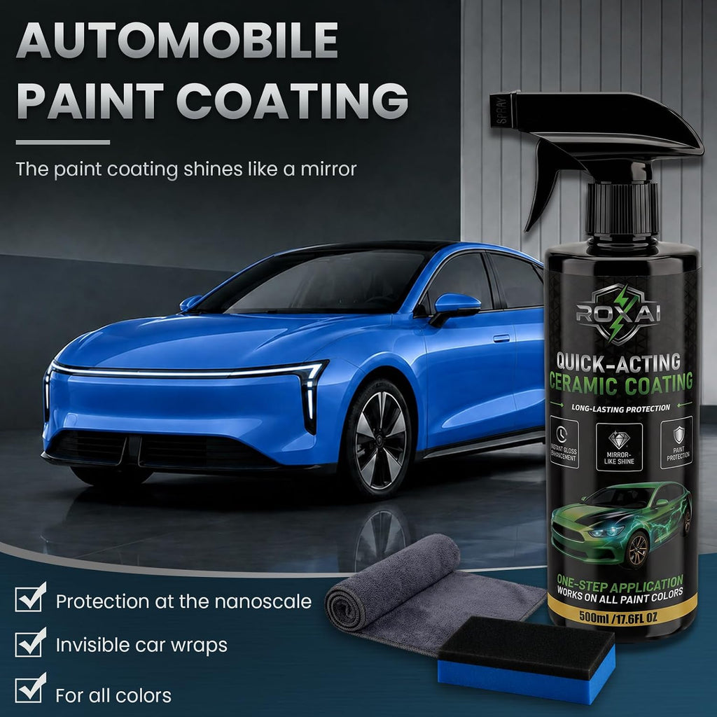 Car Coating Spray, 17.6 oz Hydrophobic Ceramic Spray Wax for Paint Protection, Quick Detailer Waterless Wash &