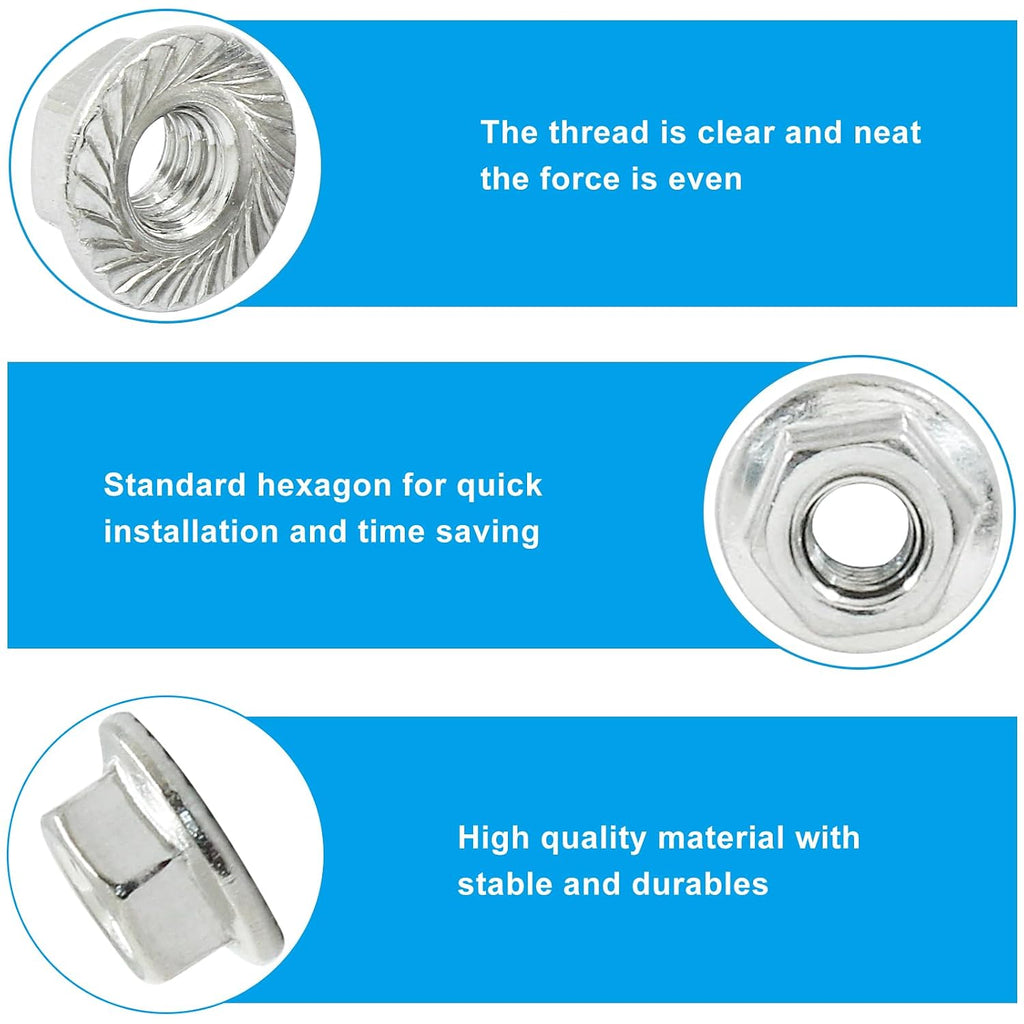 M4/0.7mm Serrated Flange Hex Nuts, 50Pcs