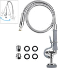 Pre Rinse Spray Valve with Stainless Hose 44inch Flexible Commercial Sink Faucet Replacement Kit 1.42GPM High