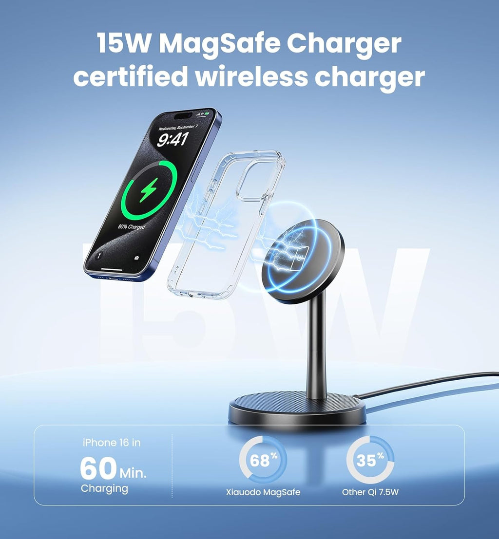 Magnetic Wireless Charger iPhone, 2 Pack 15W Fast Mag-Safe Charger Stand for iPhone 17/17 Air/17 Pro/17 Pro Max