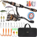Fishing Rod and Reel Combos - Carbon Fiber Telescopic Fishing Pole - Spinning Reel 12 +1 Shielded Bearings Stainless
