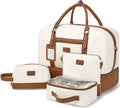 4PCS Weekender Bags for Women Large Overnight Weekend Travel Duffel Carry on Shoulder with Shoe Compartment Canvas