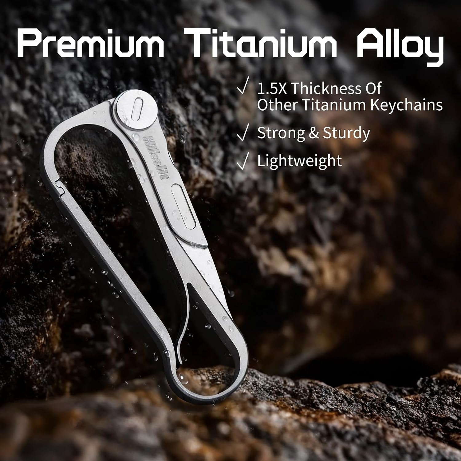 Titanium Carabiner Clip, Multifunctional EDC Carabiner Keychain with Folding Utility knife and Bottle Opener, Quick