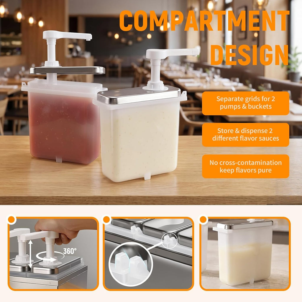 2L Sauce Dispenser Pump, Leak-Proof Condiment Pump Station