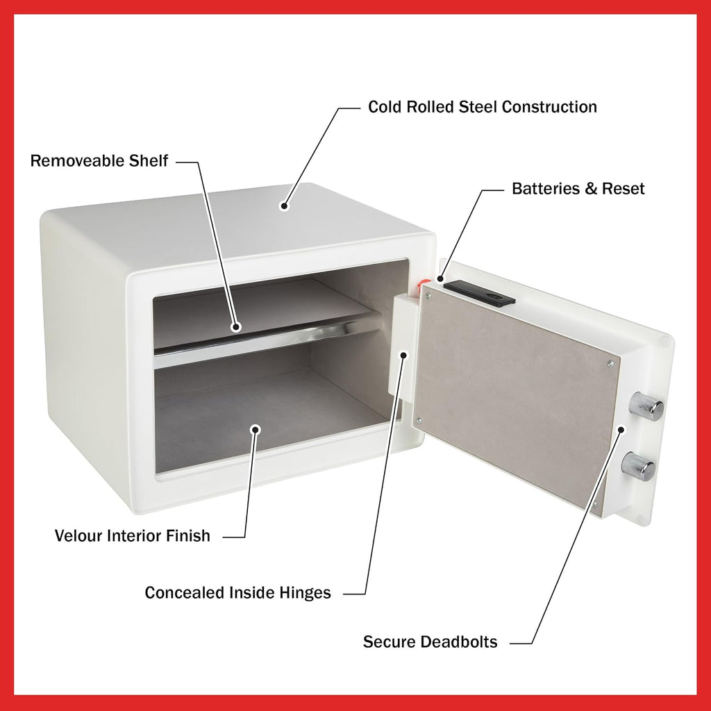 Biometric Safe - Lock Box with Fingerprint Scanner and Digital Key for Quick Access - Money Safe for Cash and Jewelry