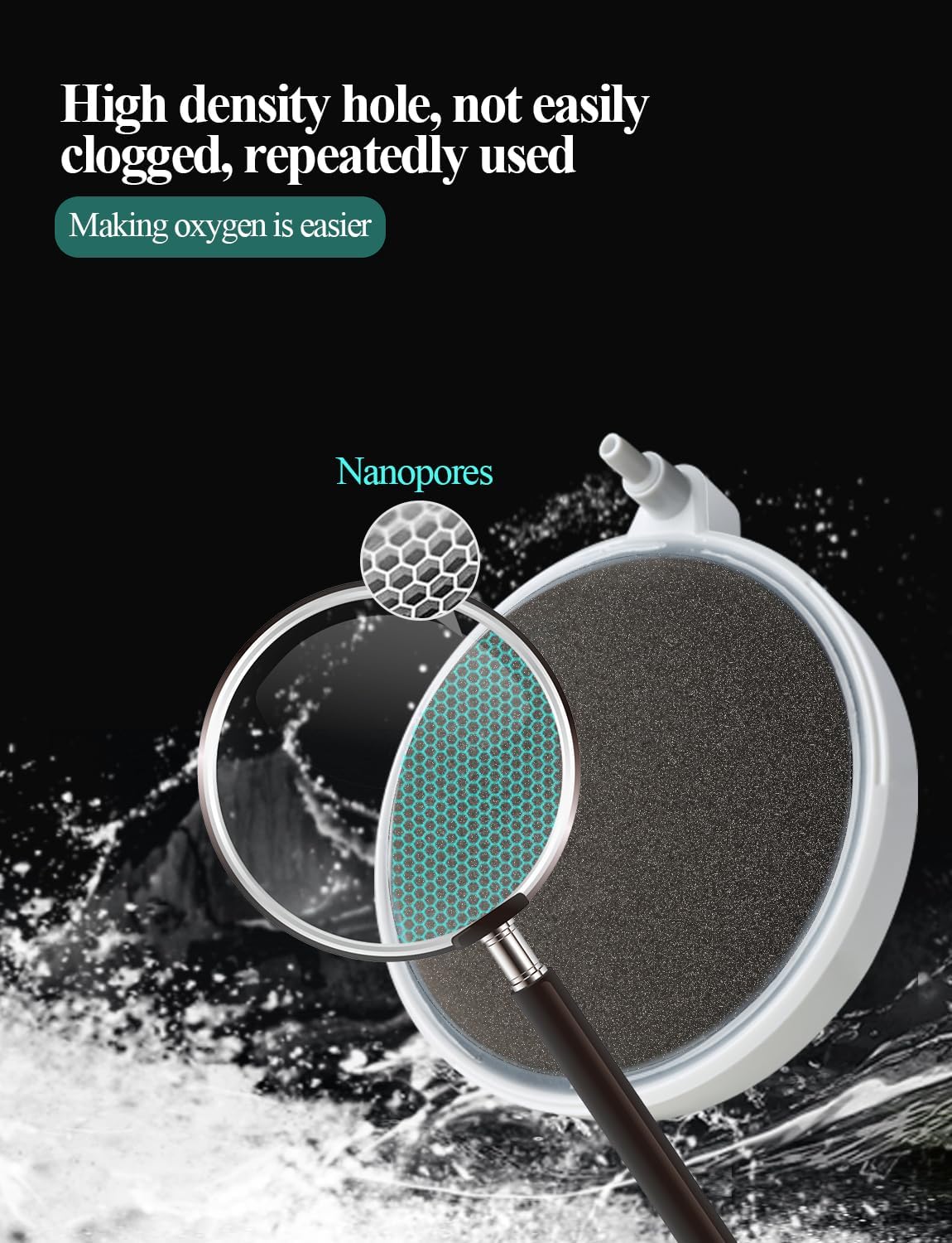 Nano Air Stone for Aquarium, Quiet Fine Bubble Diffuser