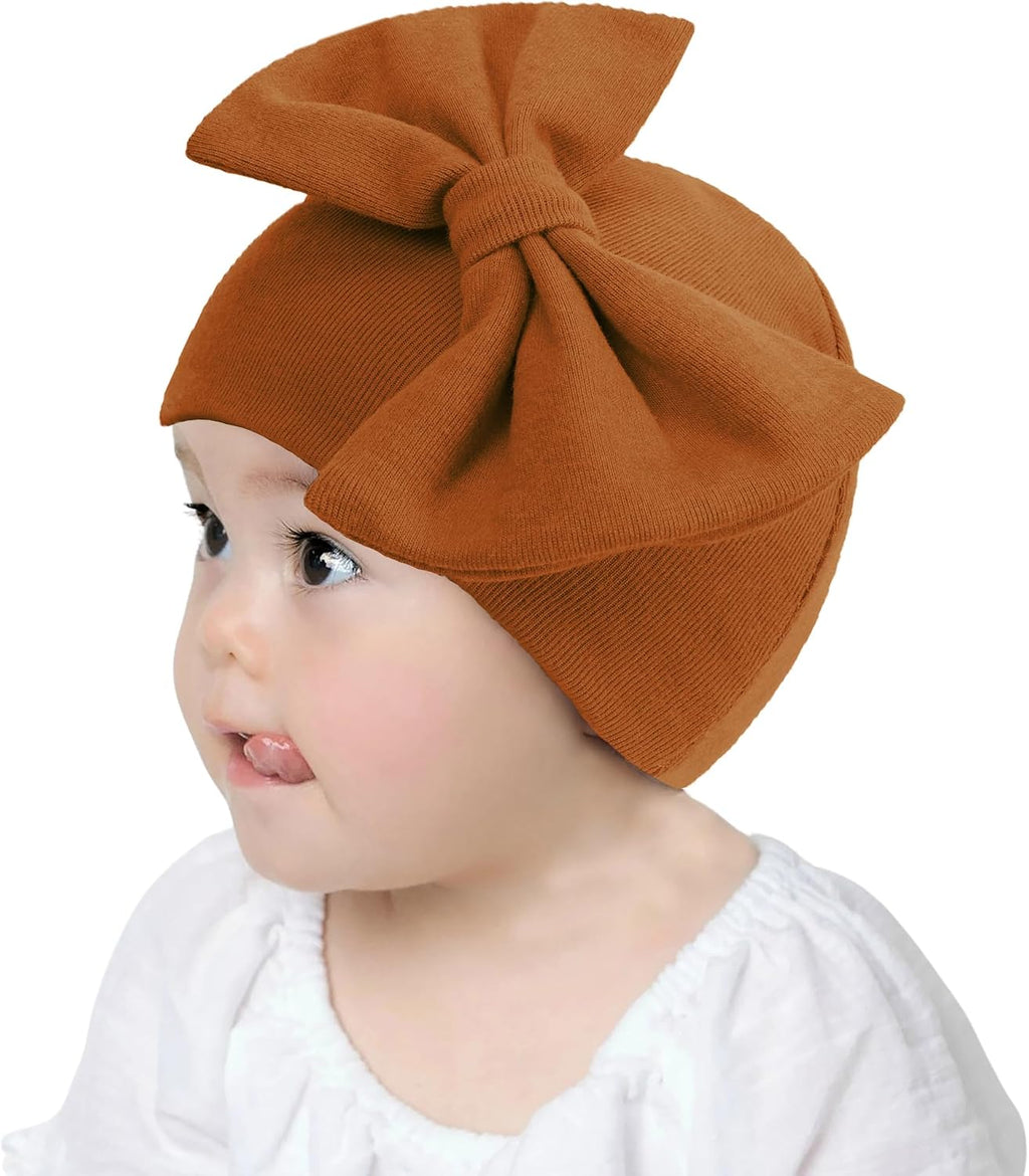 Newborn Beanies Cap No Scratch Mittens Set 0-6 Months Infant Bow Caps Baby Girls Boys Cute Nursery Headbands Hats