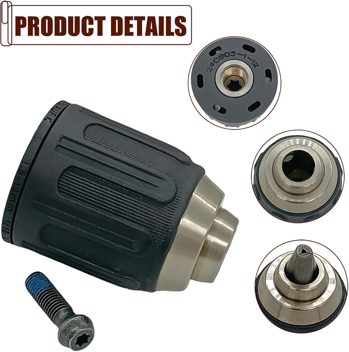 N092054 Keyless Chuck Replace for DEWALT DCD780 DCD785 DCD785 Drill with Left Hand Chuck Screw
