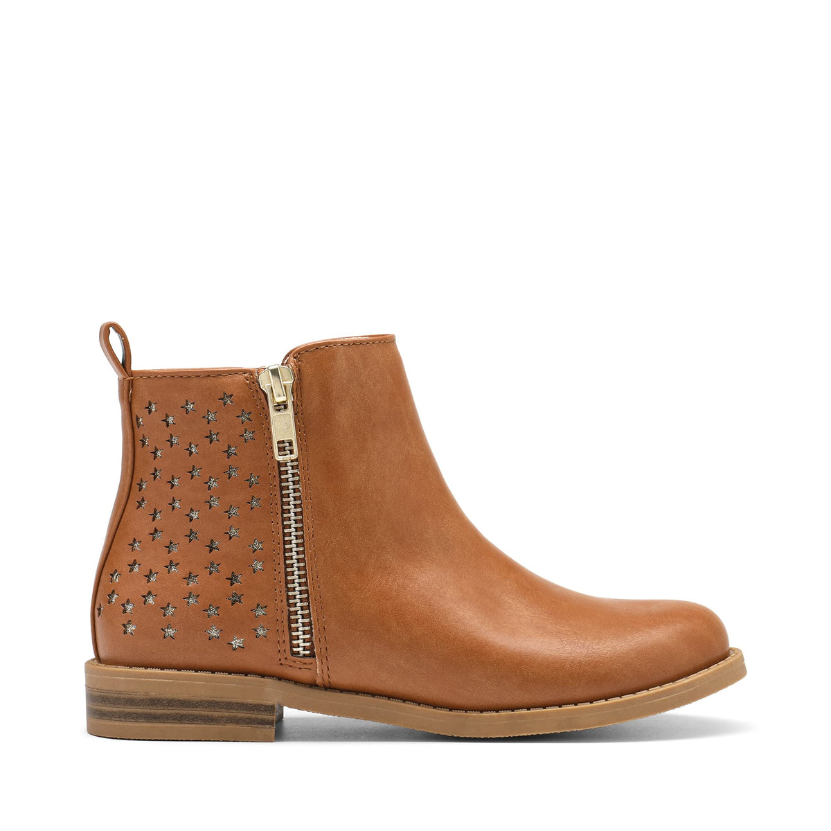 Girls Ankle Boots Chelsea Booties,Tan/Pu,12 Little Kid
