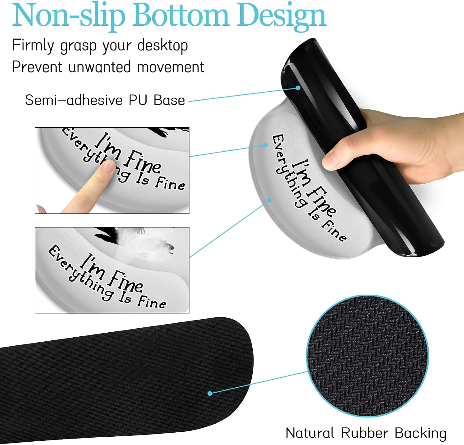Large Gaming Mouse Pad Desk Mat Set, Funny Black Cat Desk Decor | Ergonomic Gel Wrist Rest, Computer Keyboard Mat