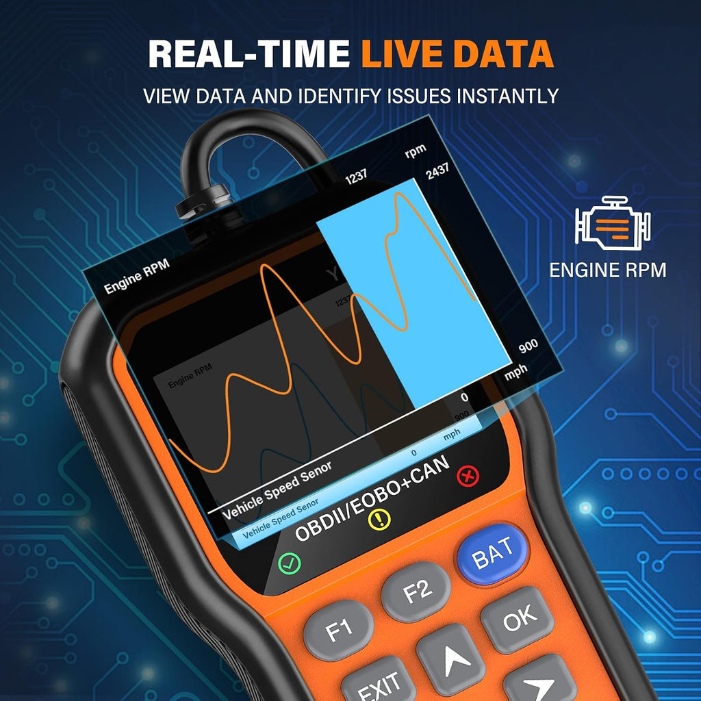 YM319 OBD2 Scanner Diagnostic Tool with Battery Tester, Scan Tool | Check Engine Fault Code Reader with Live Data
